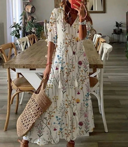 Junio | Vestido Maxi Boho con Cubierta Flattering para el Abdomen