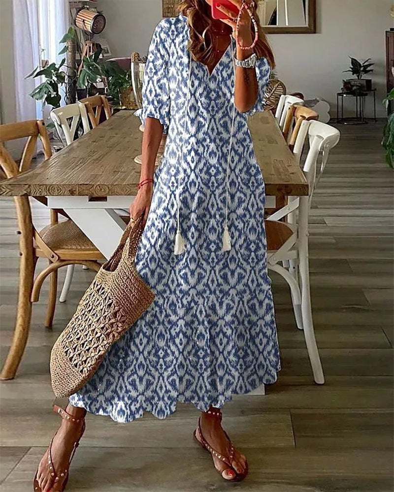 Junio | Vestido Maxi Boho con Cubierta Flattering para el Abdomen