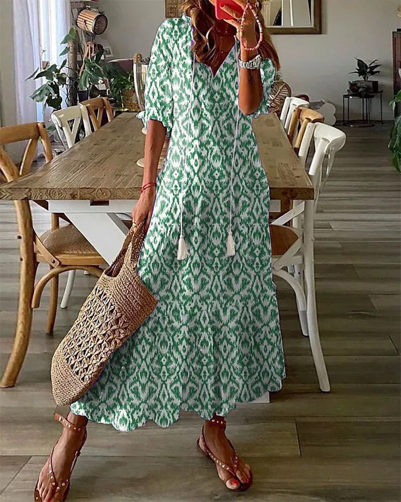 Junio | Vestido Maxi Boho con Cubierta Flattering para el Abdomen