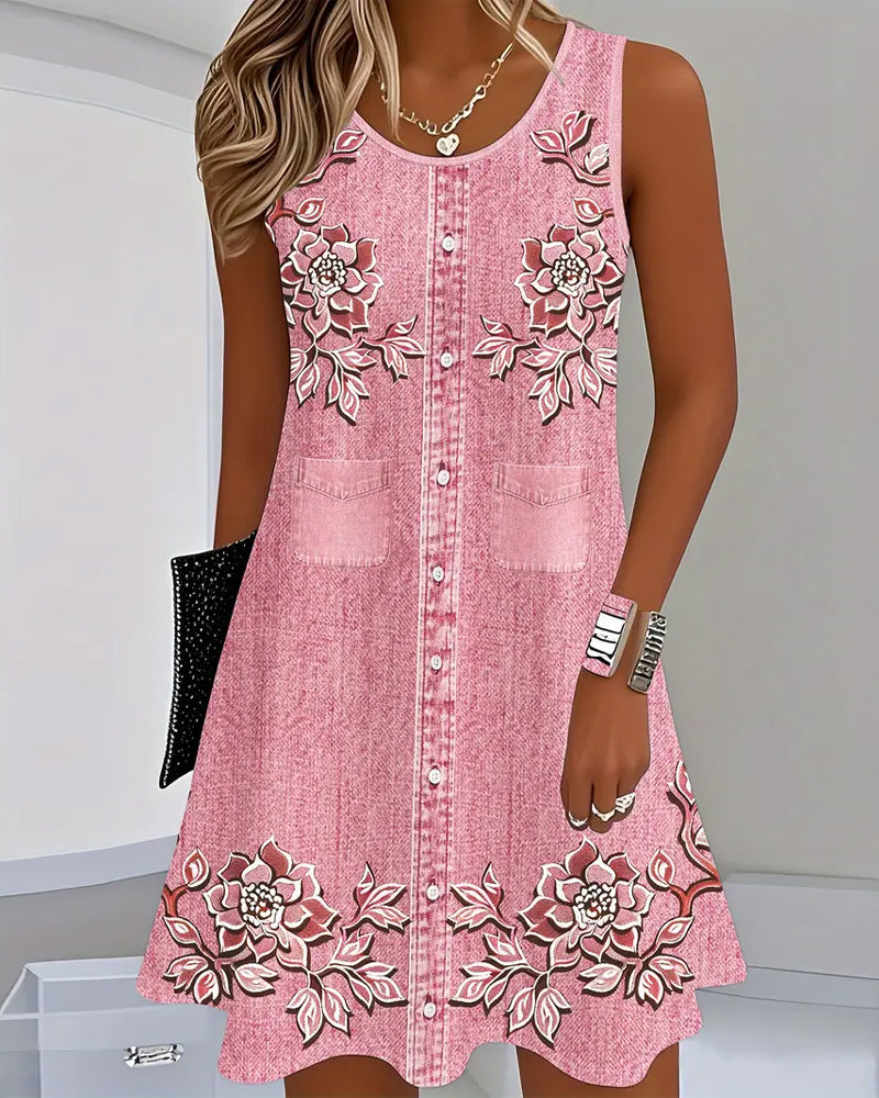 Charley | Vestido Sin Mangas con Look de Mezclilla