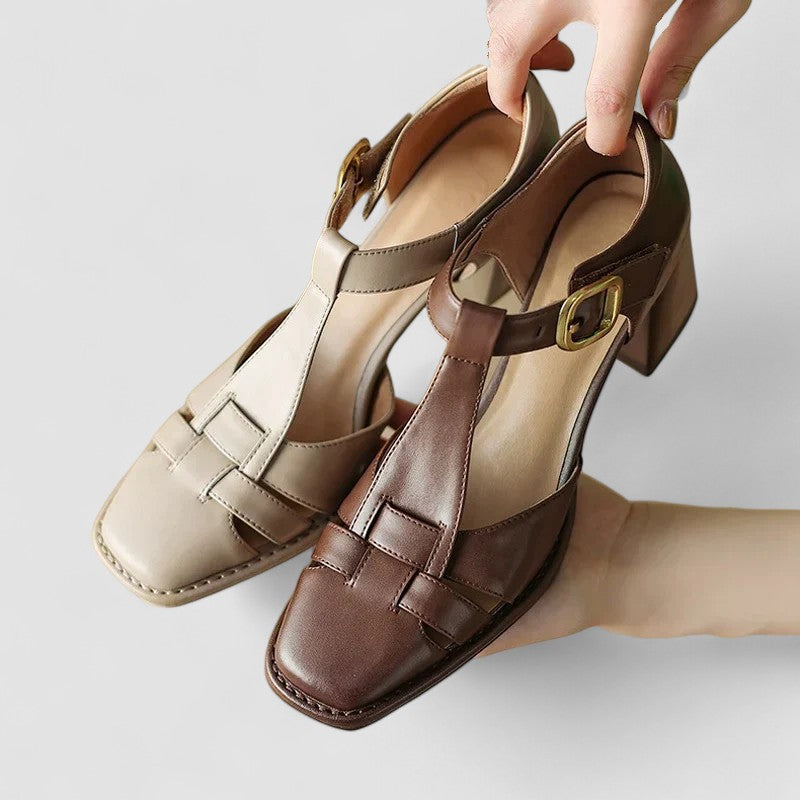 Scarlett – Sandalias ortopédicas T-Strap de talón bloque
