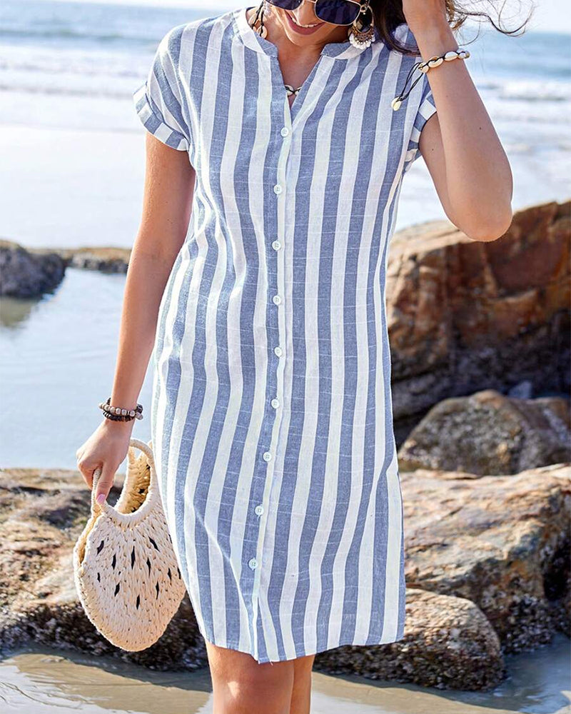 Odalys | Elegante Vestido Camisero a Rayas