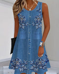 Charley | Vestido Sin Mangas con Look de Mezclilla