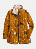 Eira | Chaqueta Acolchada Casual Negra con Estampado de Halloween