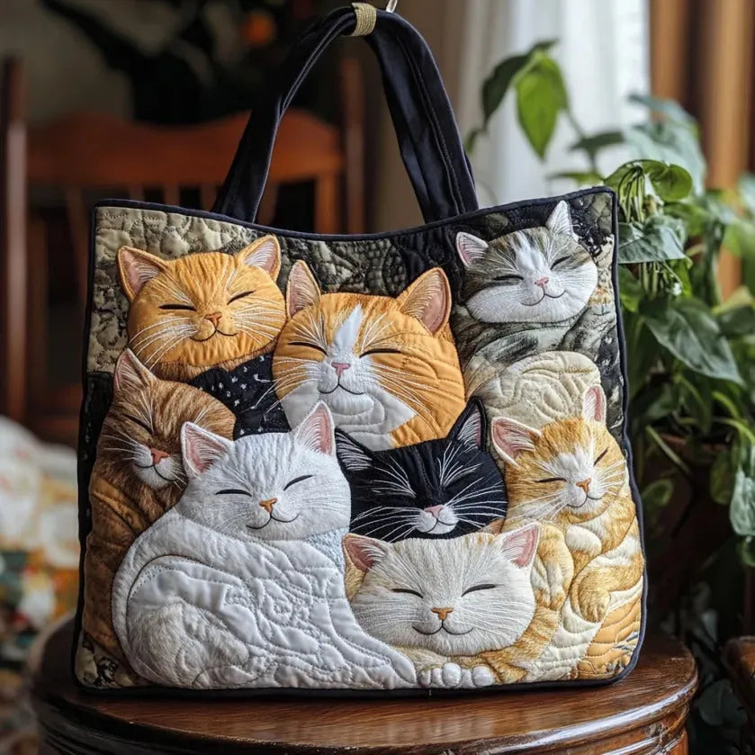 Bolso Artesanal Acolchado - Gatos Dormidos