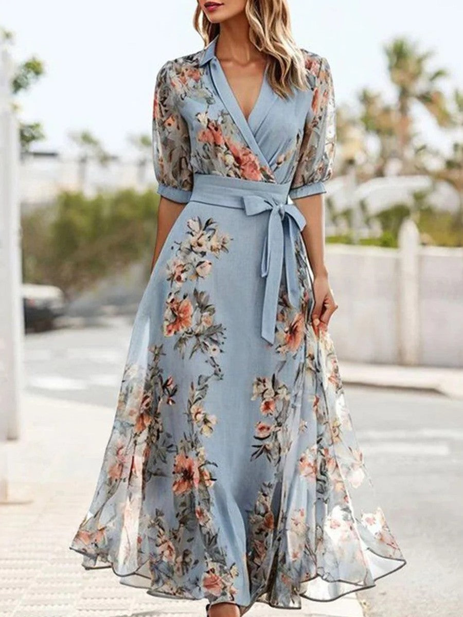 Dalia | Vestido Midi Floral con Escote en V