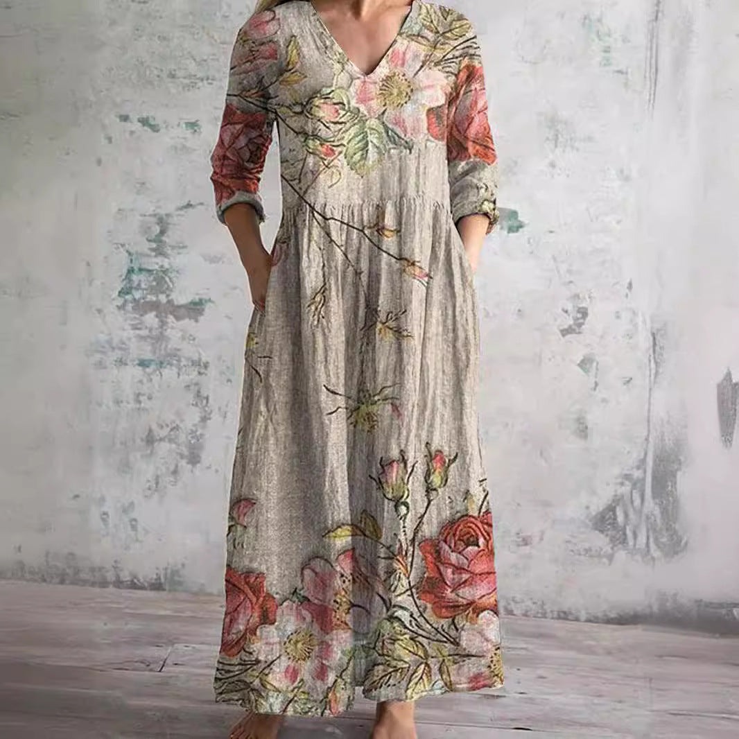 Alyvia | Vestido de Verano con Escote en V y Patrón Floral