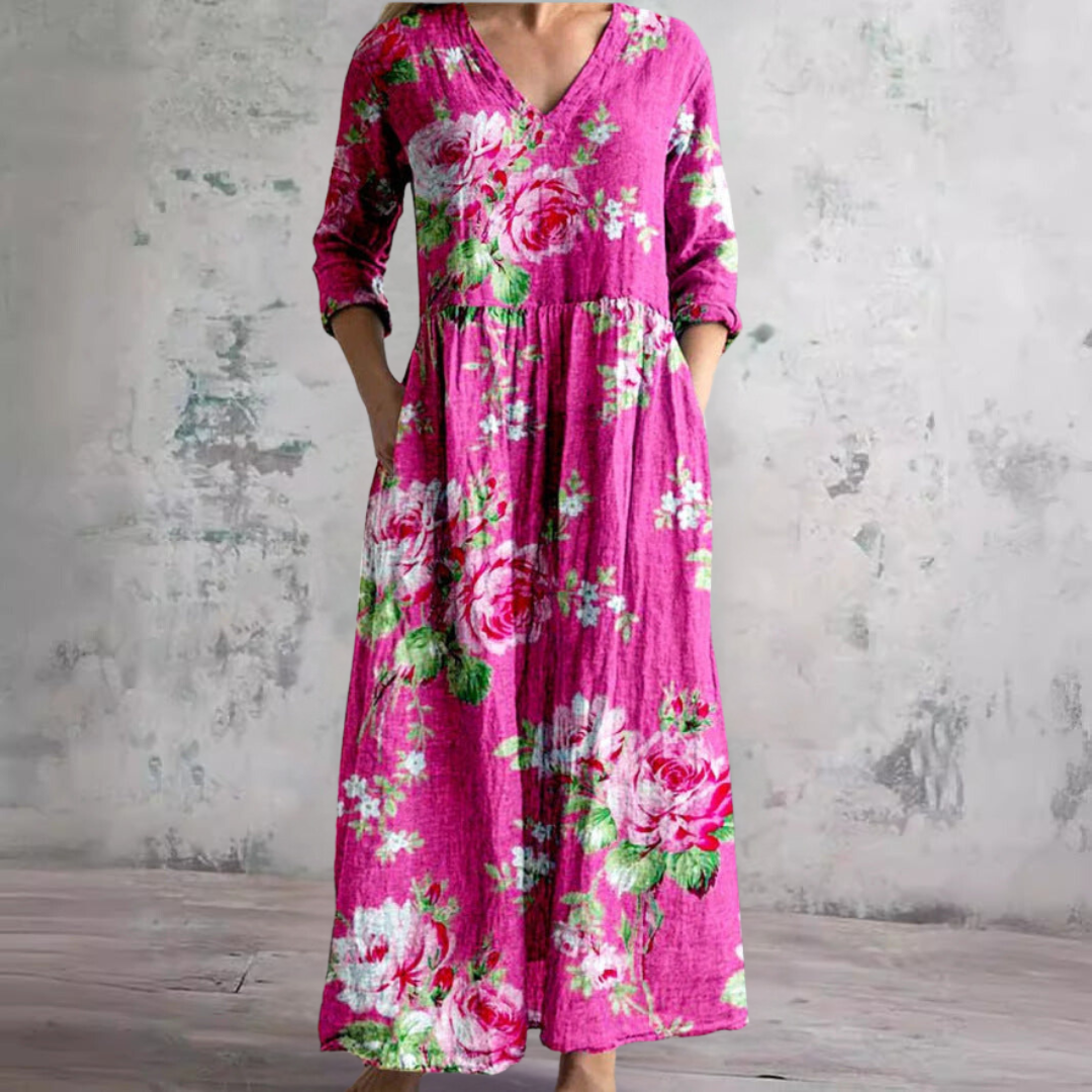 Alyvia | Vestido de Verano con Escote en V y Patrón Floral
