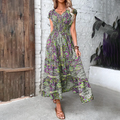 Elara | Vestido Maxi de Manga Abullonada Bohemio