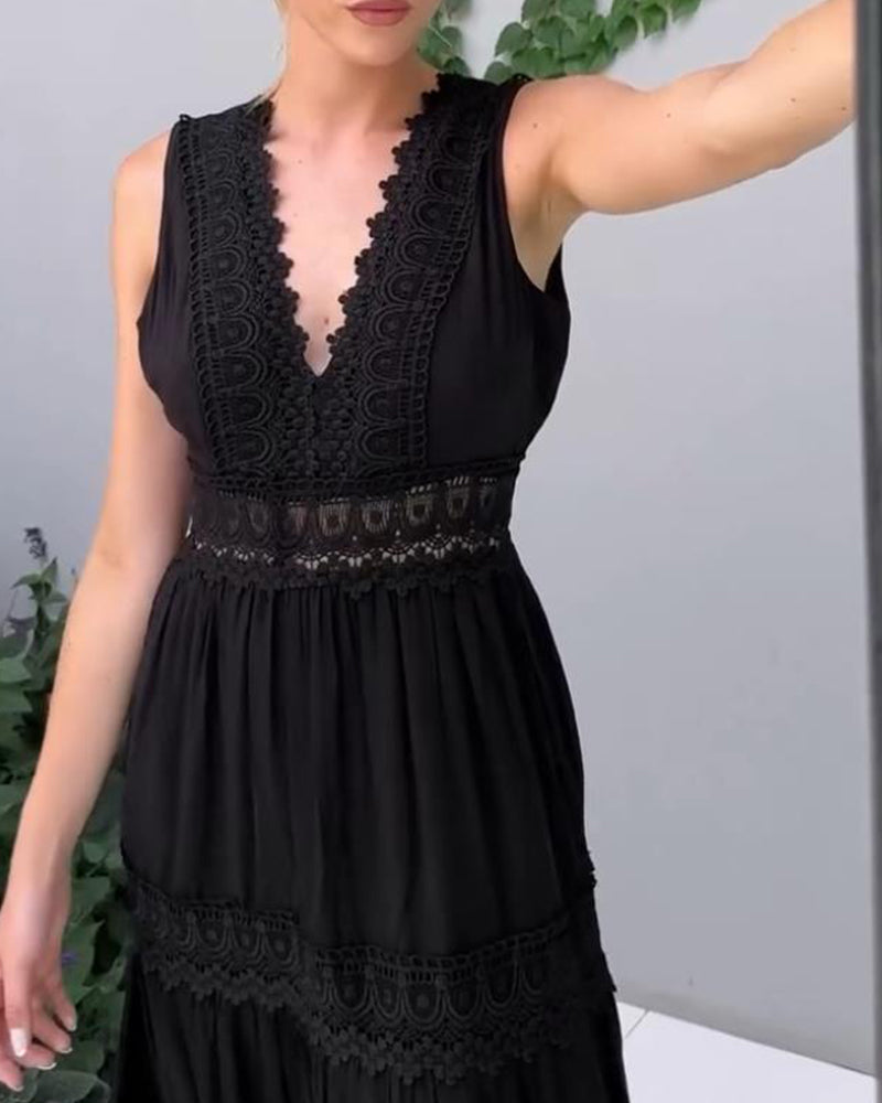 Amani | Elegante Vestido Midi de Encaje con Escote en V