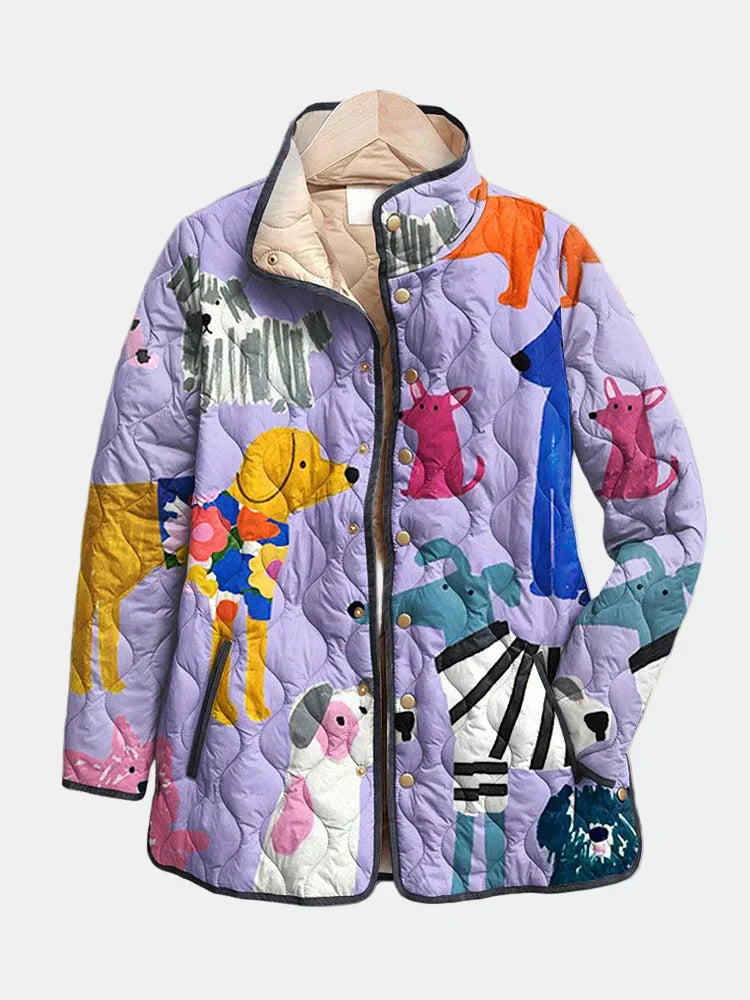 Rhea | Chaqueta Casual Acolchada con Estampado de Perro