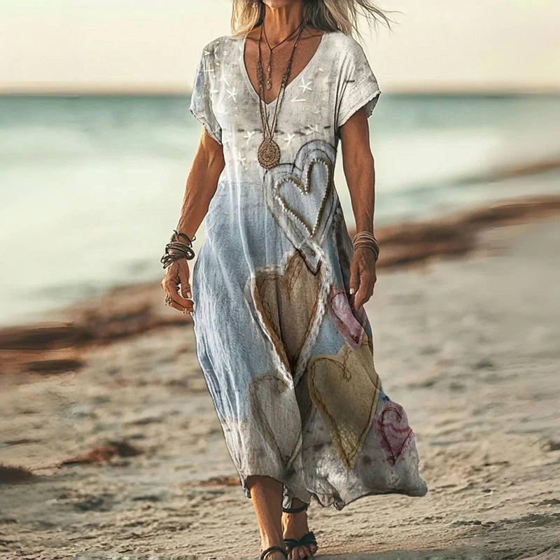 Rayna | Vestido Vintage con Estampado de Corazones