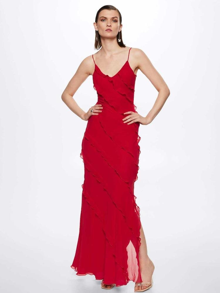 Eve | Vestido Maxi de Chifón Fruncido