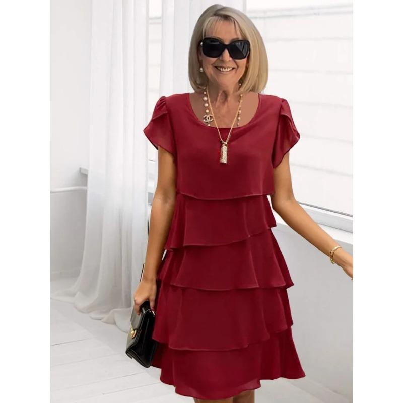 Amelia | Vestido Corto de Manga Corta en Capas