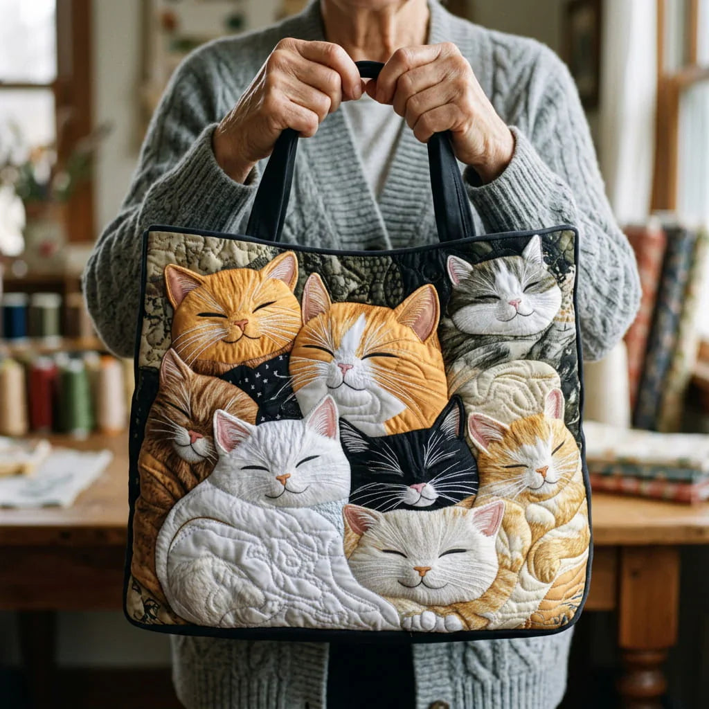 Bolso Artesanal Acolchado - Gatos Dormidos
