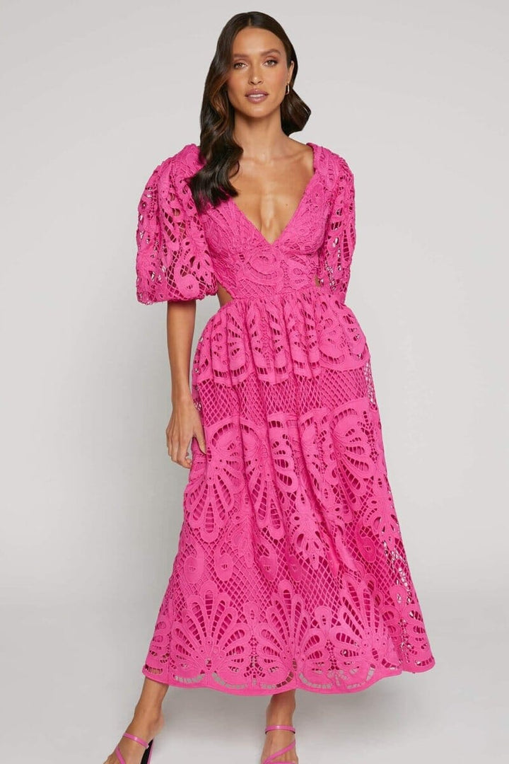 Sandra | Vestido Midi de Encaje Bordado