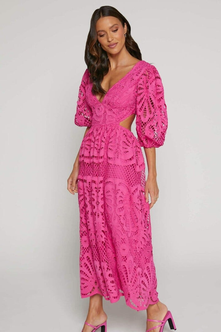 Sandra | Vestido Midi de Encaje Bordado