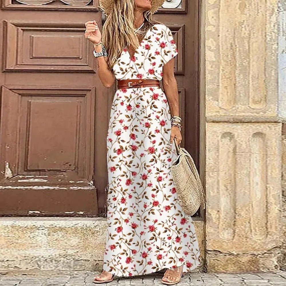 Tiana | Vestido Maxi Floral Boho con Cinturón