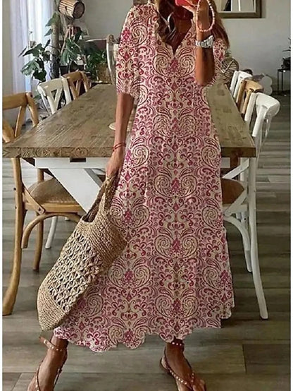 Junio | Vestido Maxi Boho con Cubierta Flattering para el Abdomen